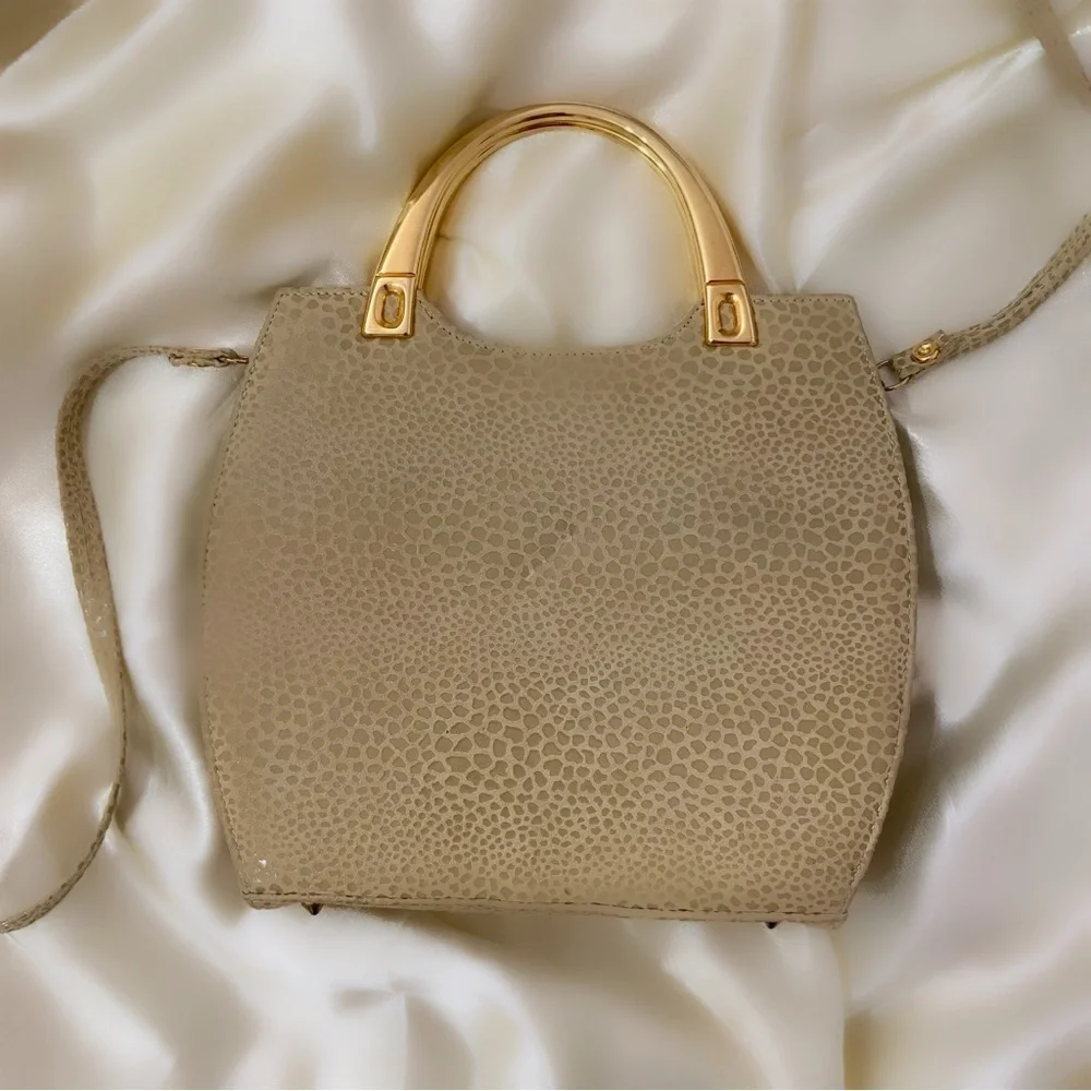 Vintage Blushe by spiegel handbag purse gold cream metallic small clutch new